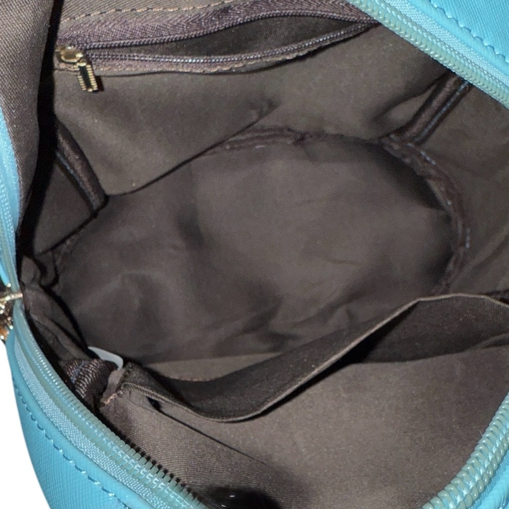 Sky Blue Leather Mini Backpack with Bow - Picture 10 of 10